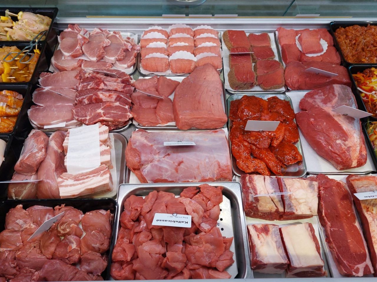 Foto van vlees in koeltoog